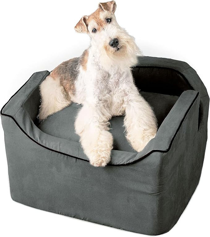 Snoozer Dog Car Seat: Lookout I Dog Booster Car Seat for Pets up to 25lbs, Helps Alleviate Travel Sickness & Fear for Dogs, Removable Washable Cover – Anthracite, Size Medium