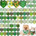 Reginary 72 Packs St. Patrick's Day Dog Bandanas Bulk Shamrock St. Patrick's Day Green Soft Dog Scarf Adjustable Pet Puppy Bibs Triangle Puppy Bibs Adjustable Cat Bandana for Pet Costume Accessories