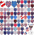 Reginary 72 Packs Veterans Day Dog Bandanas Bulk Remembrance Day Bandanas USA American Flag Pet Scarf Bibs Triangle Puppy Bibs Adjustable Puppy Scarf for Pet Costume Accessories