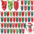 Preboun 50 Pcs Christmas Dog Bandanas Bulk Red and Green Bandanas for Dogs Triangle Kerchief Bibs Scarf Set for Pet Xmas Costume Photo Props Accessories Pet Shops, 25 Styles (31.5 x 21.7 x 21.7)