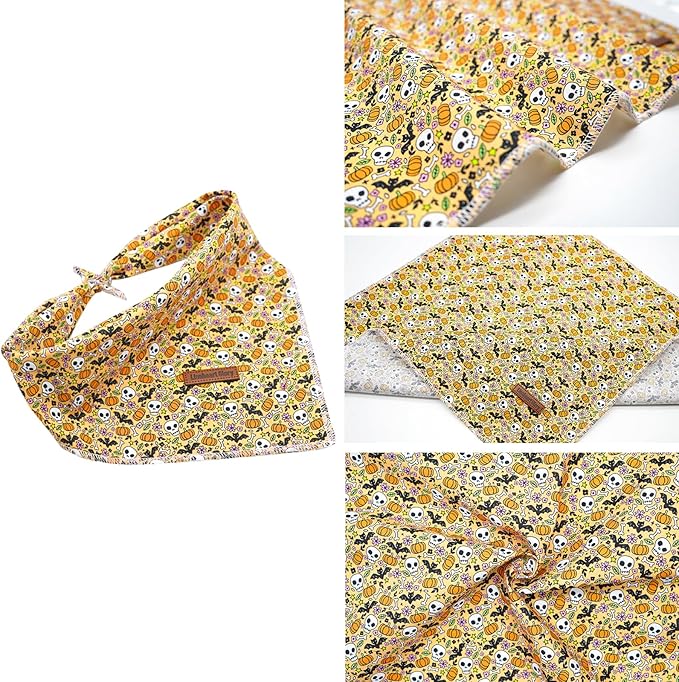 Lionheart glory Dog Bandana Halloween 1 Pack Washable Soft Dog Scarf, Fall Bib Scarf Boy Girl Square Adjustable Dogs Bandanas for Small to Large Pets