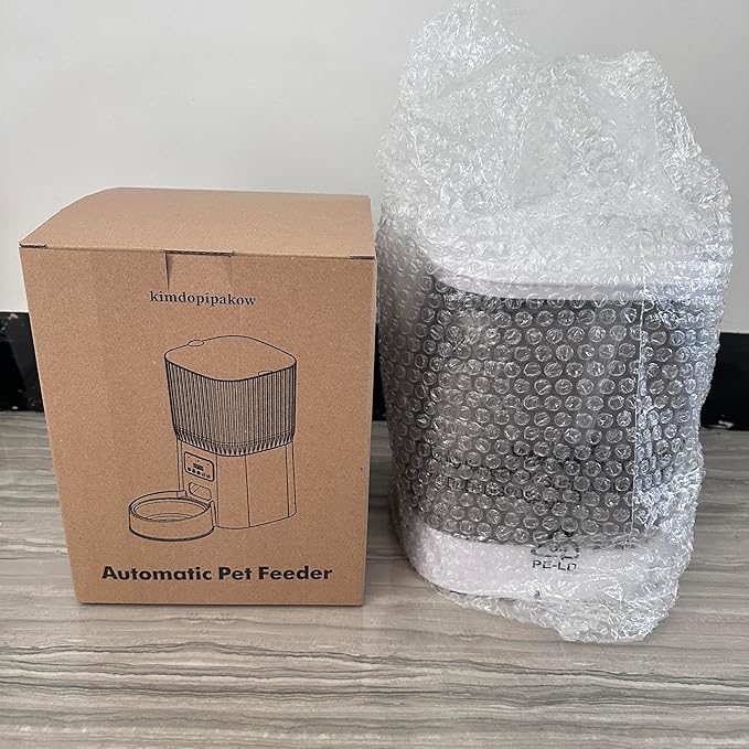 Automatic Pet Feeder with Timer, Portion Control and LCD Display, Programmable Food Dispenser for Cats and Dogs, 6L Capacity with Stainless Steel Bowl