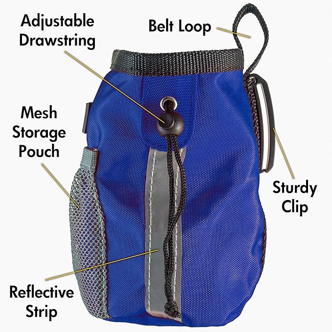 Dog Treat Pouch - Dog Treat Training Pouch - Treat Bags for Dogs, Easily Carries Snacks and Pet Toys, Dog Puppy Food Container with Mesh Pocket, Professional Quality Pouch (Blue)