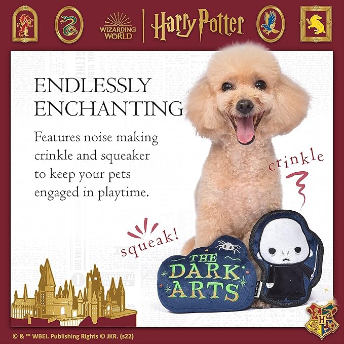 Harry Potter 2 Piece Dog Toy Set 6" You Know Who Plush Figure Toy and Dark Arts Plush Silhouette Flat Toy| Harry Potter Official Pet Toys and Accessories | Voldemort Dog Toy (FF22715)