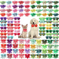 Ceenna 120 Pcs Valentine‘S Day Dog Bow Ties Collar Bulk Red Pink Cat Ties Collars St. Patrick's Day Shamrock Irish Adjustable for Pet Dog Puppy Festival Hair Bow Grooming Accessories