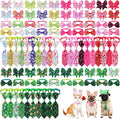 Reginary 100 Pieces Dog Bow Tie Collar Set Include 40 Dog Neckties, and 30 Puppy Bowties, 30 Collar Flowers, Adjustable Pet Ties Grooming for Small Medium Cats Pets Supply(Valentines,Irish, Easter)