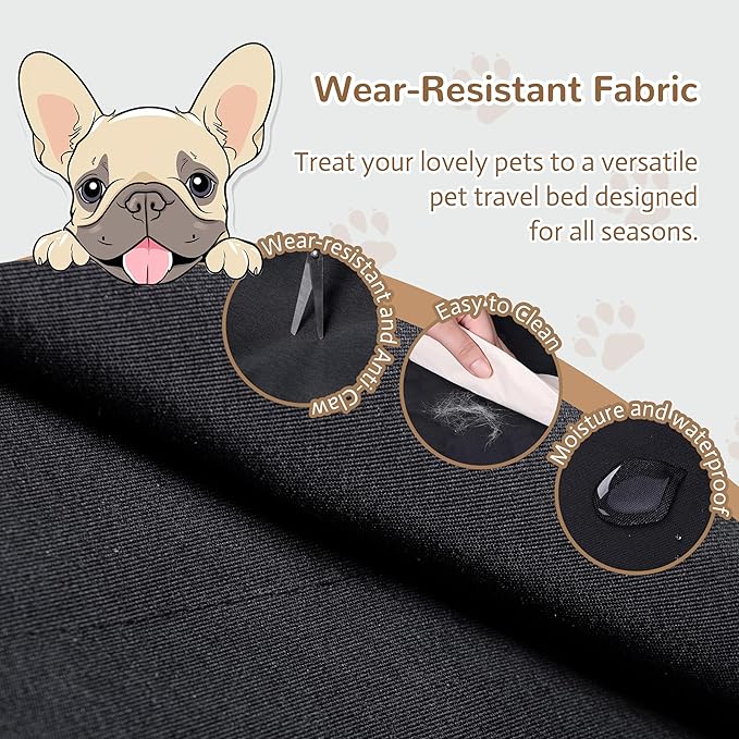 Dog Carrier for Medium Size Dogs Travel Carrier Bag for Dogs Cats Under 24 lbs Dog Car Seat Easy Installation Waterproof and Washable Dog Bag, Wear-Resistant, Moisture-Proof Black