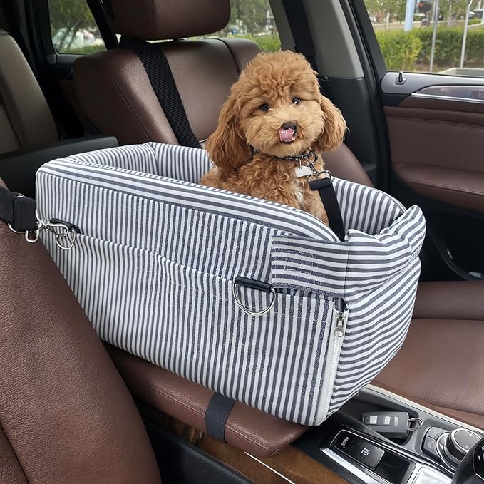 Johnear Puppy Dog Booster Seat for Small Dog up to 20 lbs Outing Car Travel, 3 in 1 Portable Pet Handbag Sofa Dogs Car Center Console Seats ，Pet Carrier with Safety Belt for Passenger Seat