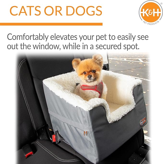 K&H Pet Products Bucket Booster Pet Seat Rectangle Knockdown Gray/Oatmeal Small