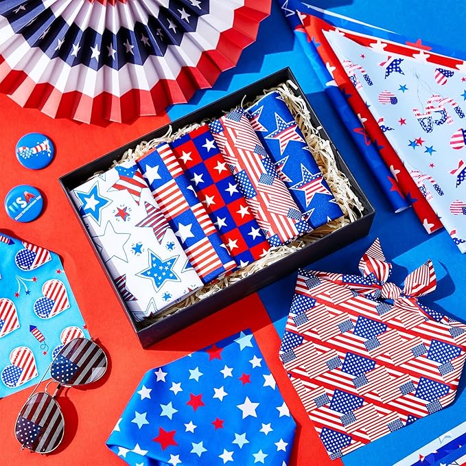 Preboun 50 Pcs Patriotic Dog Bandanas Bulk Labor Day Star Bandanas for Dogs Triangle Kerchief Scarf Set for Puppy Small Medium Large Workers' Veterans Day Costume Accessories(31.5 x 21.7 x 21.7)