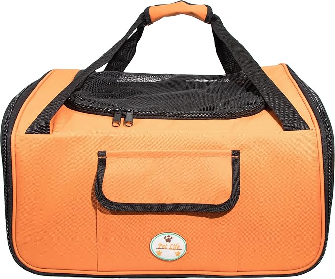 Pet Life ® 'Ultra-Lock' Collapsible Safety Travel Wire Folding Pet Carseat or Dog Car Seat Carrier with Side Pockets