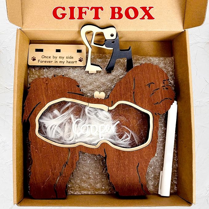 Shih Tzu Hair Keepsake Box Wooden Pet Urns Gifts Unique Shape Standable Tabletop Decor Pet Dog Memorial Idea Gift for Pet Lover Family Friends Storing Hair Teeth Ashes