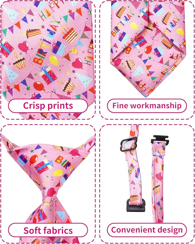 PET SHOW 10 Pack Happy Birthday Small Dog Ties Neckties for Doggies Cats Balloon Cake Neck Ties Bowties Girl Boy Pets Puppy Adjustable Holiday Costume Grooming Accessories Party Gift Favor
