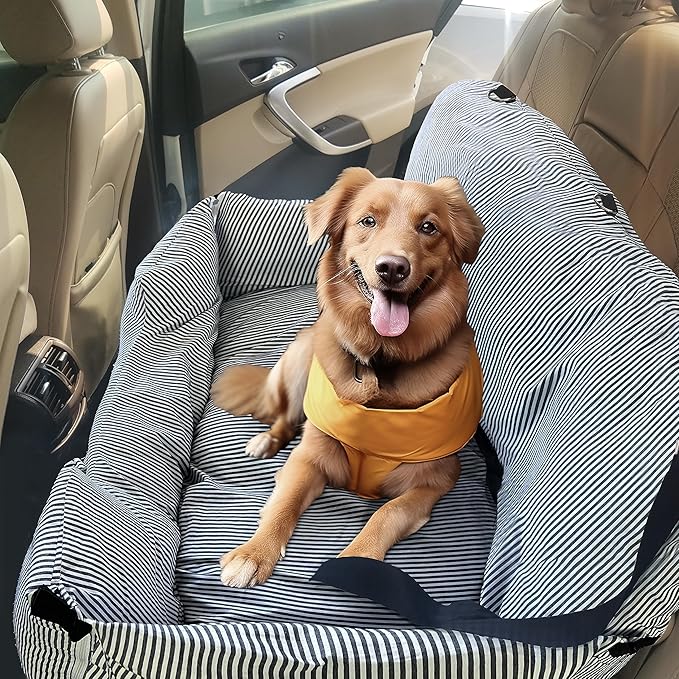 Dog Car Seat Pet Car Seat for Small Medium Large Dogs Dog Booster Seat for Safe and Comfortable Car Travel Dog Car Bed Extra Large for Large Dog White Blue 18 * 44 in Pet Day Exclusive