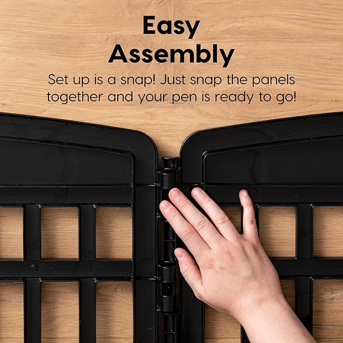 IRIS USA 34" 8-Panel Dog Playpen with Door, 63 x 63 x 35, Puppy Fence, Puppy Playpen, Dog Play Pen Indoors, Pet Fence, Puppies/Small Dogs, Black