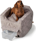 Snoozer Dog Car Seat with Storage Tray: Lookout II Dog Booster Car Seat for Pets up to 18lbs, Helps Alleviate Travel Sickness & Fear for Dogs, Removable Washable Cover – Merlin Linen, Size Small