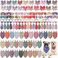 Reginary 120 Pcs Paisley Dog Bandanas Bulk Dog Bows Set Bow Ties Cat Scarf Colorful Washable Triangle Pet Kerchief Cute Bib for Summer Small Medium Large Pets Grooming Accessories Costume