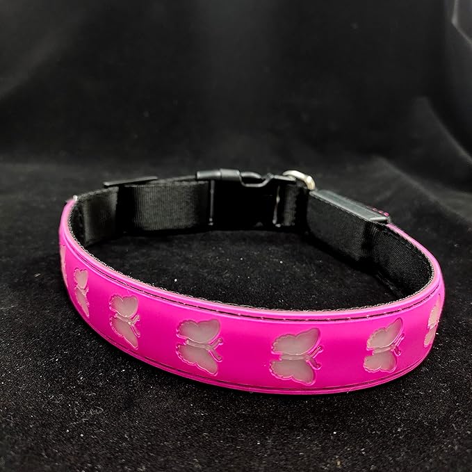 USB-C led Light up Dog Collar, 3D Design Comfortable and Soft Material,Multicolored Lighting，Night Dog Collar (BT-PING, XS(7.87-11.8"))