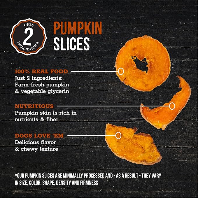 Wholesome Pride Pumpkin Slices Dog Treats – Limited Ingredient, Dehydrated, All Natural, 10 oz