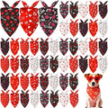Weewooday 50 Pcs Valentine's Day Dog Bandanas Bulk for Dogs Soft Bibs Adjustable Triangle Heart Lips Bandana for Small Medium Large Pet Costume(Valentine, 19.7 x 13.8 x 13.8 Inch)