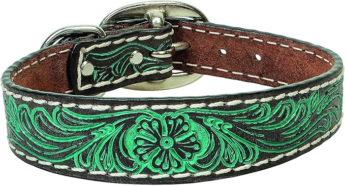 Weaver Leather Pet Carved Flower Dog Collar