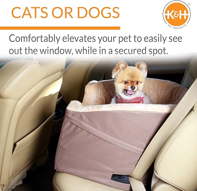 K&H Pet Products Bucket Booster Dog Car Seat Knockdown Tan/Tan Small