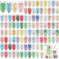 Sweetude 100 Pcs Plaid Dog Bandanas Bulk Paw Print Dog Scarf Bibs Puppy Pet Bandanas with Captions Adjustable Cat Outfit Washable Triangle Scarf Kerchief for Small to Medium(Spring)
