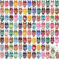 Sweetude 100 Pcs Plaid Dog Bandanas Bulk Paw Print Dog Scarf Bibs Puppy Pet Bandanas with Captions Adjustable Cat Outfit Washable Triangle Scarf Kerchief for Small to Medium
