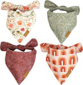 Remy+Roo Large Spring Dog Bandanas - 4 Pack Rubi Set | Premium Durable Adjustable Polyester Fabric | Patented Shape Girl Bandana, Floral Bandana