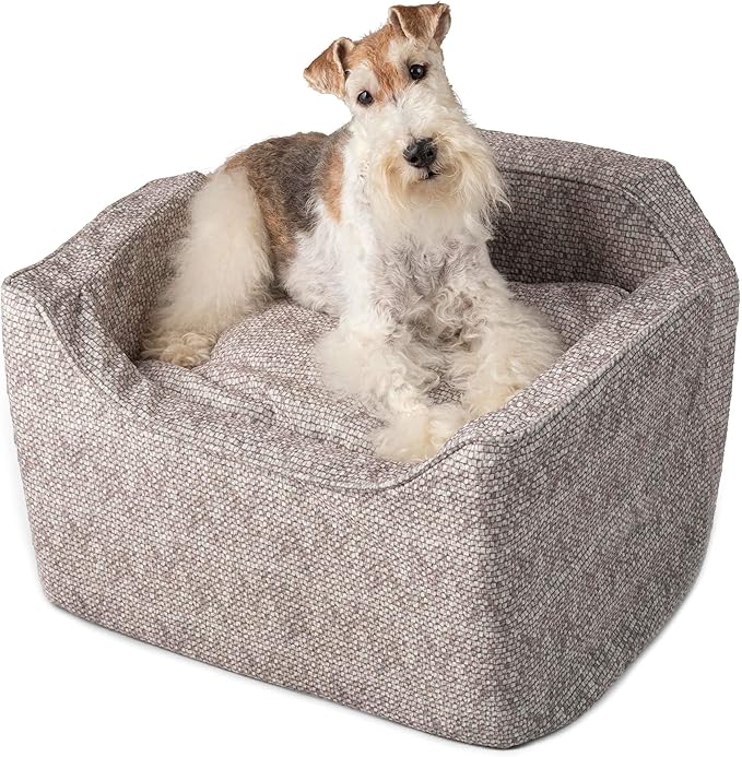 Snoozer Dog Car Seat: Lookout I Dog Booster Car Seat for Pets up to 25lbs, Helps Alleviate Travel Sickness & Fear for Dogs, Removable Washable Cover – Merlin Linen, Size Medium
