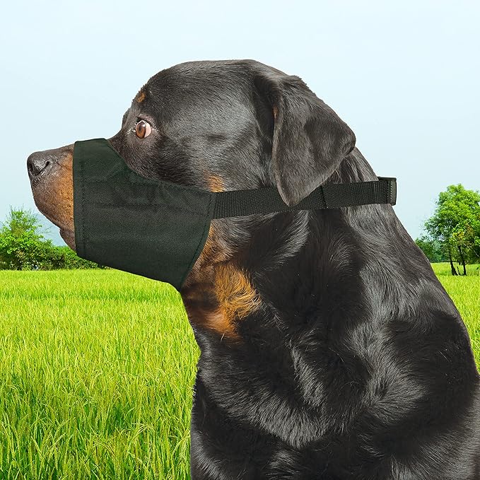 Four Paws Walk-About Quick-Fit Adjustable Dog Muzzle for Large Dogs, Washable & Breathable, Black, 1 Count