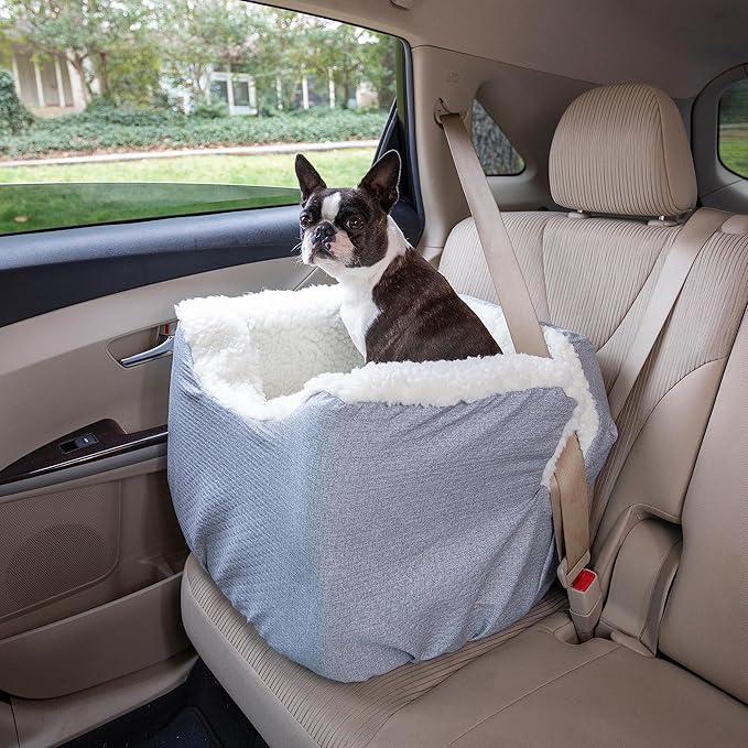 Snoozer Dog Car Seat: Lookout I Dog Booster Car Seat for Pets up to 18lbs, Helps Alleviate Travel Sickness & Fear for Dogs, Removable Washable Cover – Stone Diamond, Size Small