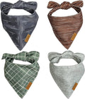 Remy+Roo Large Spring Dog Bandanas - 4 Pack Logan Set | Premium Durable Adjustable Polyester Fabric | Patented Shape Boy Dog Bandanas | Pack of Thanksgiving Bandanas for Dogs