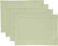 Solino Home Linen Placemats Set of 4 - Classic Hemstitch Sage Green Placemats 14 x 19 Inch - 100% Pure Linen Table Mats for Winter, New Year