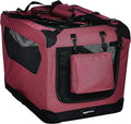 Amazon Basics Folding Portable Soft Pet Dog Crate Carrier Kennel, 26 x 18 x 18 inches, Red