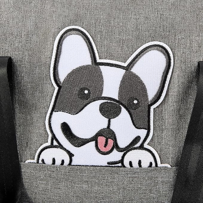 Dog Car Seat for Small/Medium Dogs.Water Repellent with Storage Pockets.Doubles as a Pet Travel Bed for Dogs Up to 40 lbs. Machine Washable Dog Carrier- Gray French Bulldog