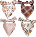 Remy+Roo Fall Dog Bandanas 4 Pack - Amber Set, Premium Durable Polyester Fabric, Patented Curved Design, Adjustable Fit for Small, Large, and XL Dogs, Trendy Patterns, Dog Fall Bandanas (Small)